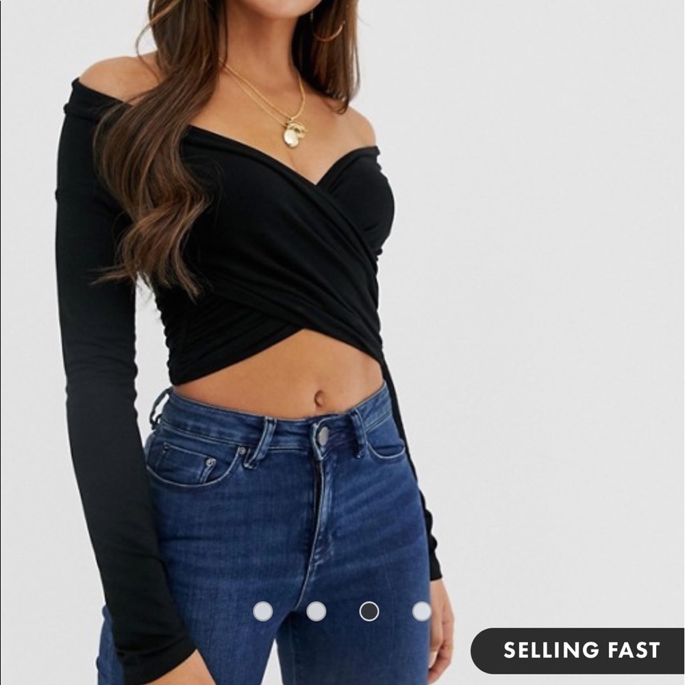 ASOA black off shoulder crop top